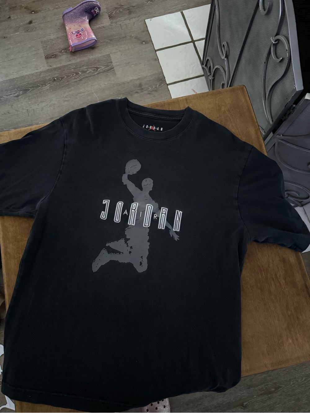 Jordan Black Short Sleeve T-Shirt with Gray Jumpman Graphic